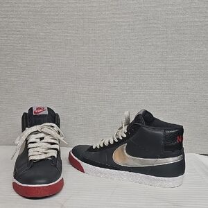 Nike Black and Silver Sneakers with Red Accents